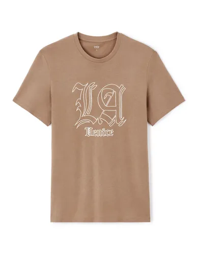 T-shirt col rond 100% coton - taupe - celio - Modalova