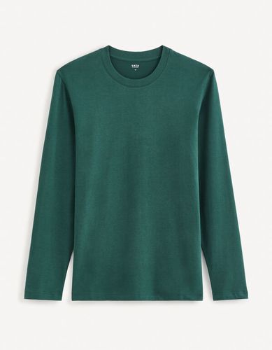 T-shirt col rond 100% coton -vert - celio - Modalova