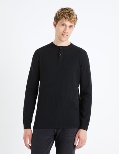 Pull col henley 100% coton - noir - celio - Modalova