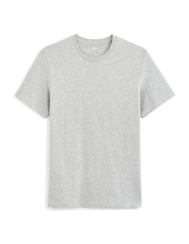 T-shirt straight col rond coton mélangé - gris chiné - celio - Modalova