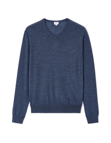 Pull col v 100% laine mérinos - bleu - celio - Modalova