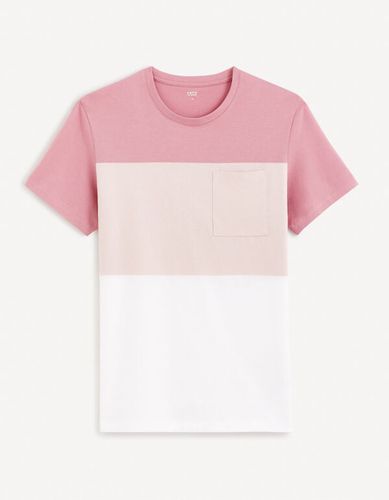 T-shirt col rond color block - rose - celio - Modalova