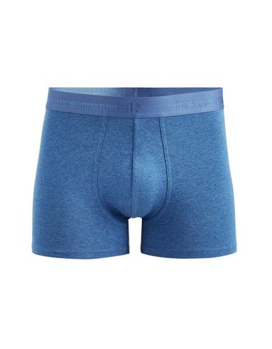 Boxer en coton stretch uni - bleu - camaieu - Modalova