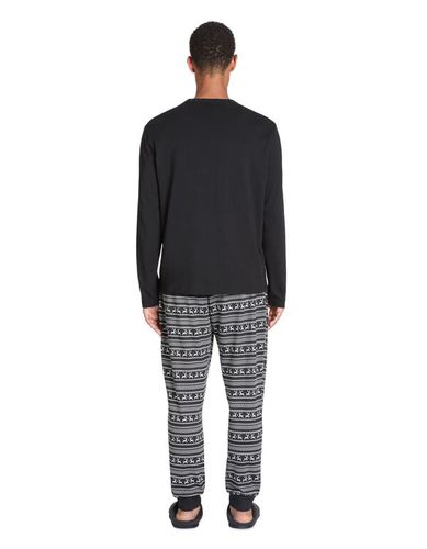 Pyjama long en coton - noir - camaieu - Modalova