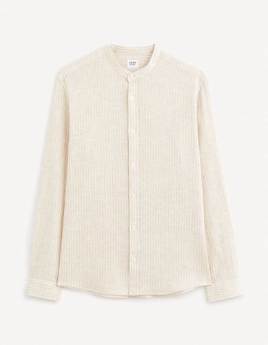 Chemise regular en lin et coton - écru - celio - Modalova