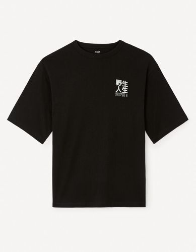 T-shirt col rond en coton - noir - celio - Modalova