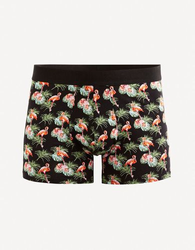 Boxer en coton stretch motifs flamants roses - celio - Modalova