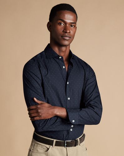 Chemise À Pois Et Col Semi-Italien Sans Repassage - par - Charles Tyrwhitt - Modalova