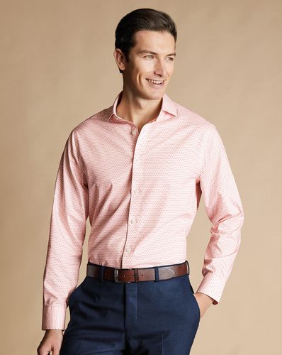 Chemise À Motif Floral Géométrique Et Col Semi-Italien Sans Repassage - par - Charles Tyrwhitt - Modalova