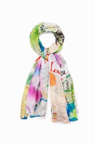 Foulard rectangulaire cartes collage - Desigual - Modalova