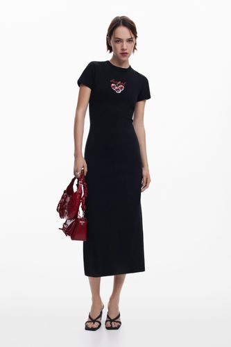 Robe midi côtelée cerises - Desigual - Modalova