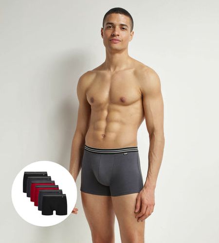 Lot de 6 boxers en coton stretch Gris Rouge Eco - Masculin - Taille 3 - DIM - Modalova