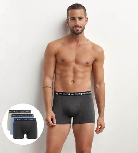Lot de 3 boxers Pistache Bleuet Chiné Coton Stretch - DIM - Modalova