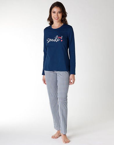 Pyjama femme en jersey long, bleu - Lovable - Modalova