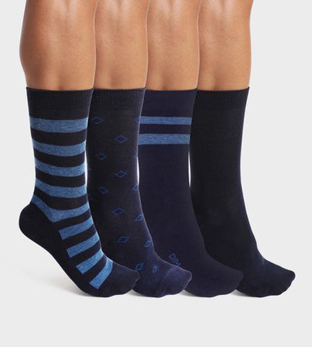 Lot de 4 paires de chaussettes en coton rayé Marine Eco Style - Masculin - Taille 40/45 - DIM - Modalova