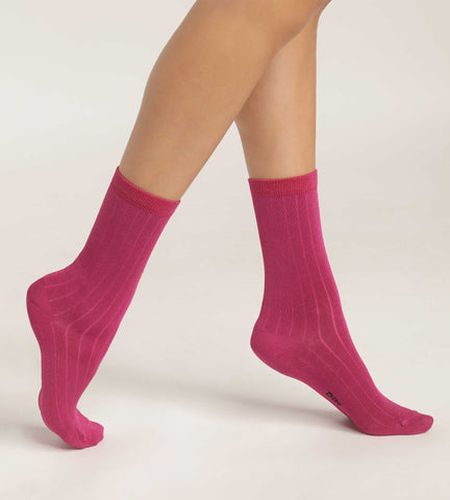 Chaussettes à côtes plates en coton satiné Fuchsia Mode - Féminin - Taille TU - DIM - Modalova