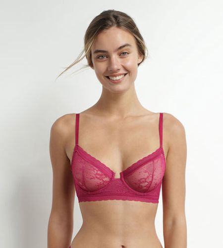 Soutien-gorge avec armature en dentelle florale Fuchsia Romance - DIM - Modalova