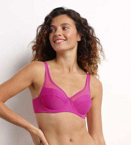 Soutien-gorge emboîtant en microfibre et tulle Fuchsia Generous - Féminin - Taille 90B - DIM - Modalova