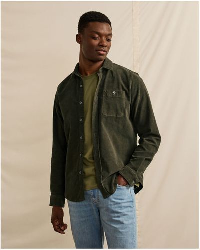 Chemise en velours côtelé kaki foncée - FAGUO - Modalova