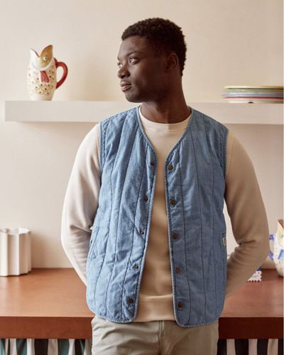Veste denim clair sans manches - FAGUO - Modalova