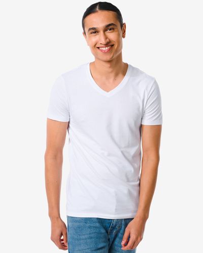 T-shirt Slim Fit Col En V - Avec Bambou () - HEMA - Modalova