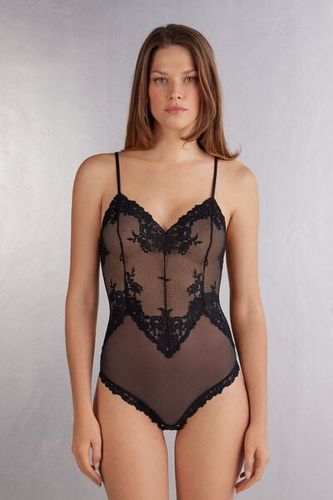 Pretty Flowers Tulle and Lace Bodysuit Woman Black - Intimissimi - Modalova