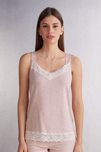 Lace Trim Camisole in Modal Woman Pale Pink Size S - Intimissimi - Modalova