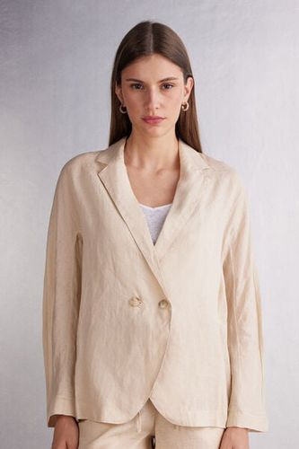 Linen Cloth Double Breasted Jacket Woman Natural Size S - Intimissimi - Modalova