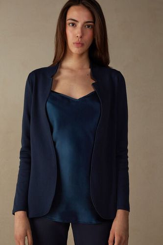 Long-Sleeved Cotton Interlock Cardigan Woman Blue Size L - Intimissimi - Modalova