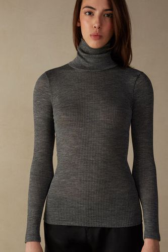 Long-sleeve High-Neck Tubular Top in Wool and Silk Woman Grey Size S - Intimissimi - Modalova