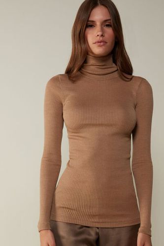 Long-sleeve High-Neck Tubular Top in Wool and Silk Woman Size L - Intimissimi - Modalova