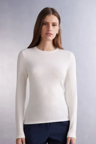 Wool & Cotton Long Sleeve Crewneck Top Woman Ivory Size S - Intimissimi - Modalova