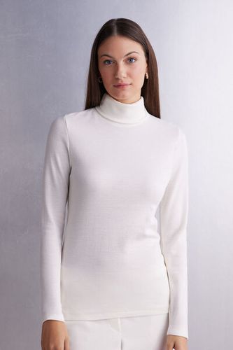 Wool & Cotton Long Sleeve High Collar Top Woman Ivory Size S - Intimissimi - Modalova