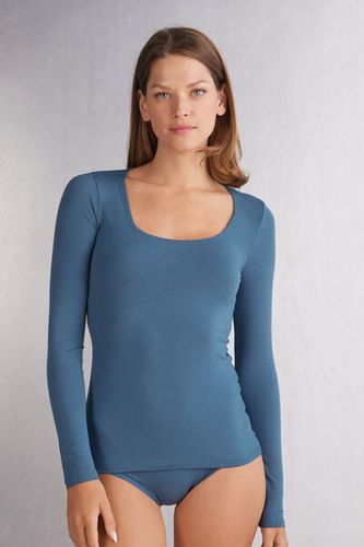 Long Sleeve Scoop Neck Top in Micro-modal Woman Blue Size M - Intimissimi - Modalova