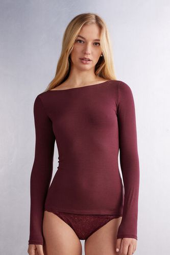 Long Sleeve Bateau Neck Top in Micromodal Woman Burgundy Size M - Intimissimi - Modalova