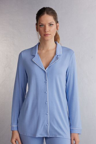 Long-Sleeve Micromodal Pajama Top Woman Light Blue Size L - Intimissimi - Modalova