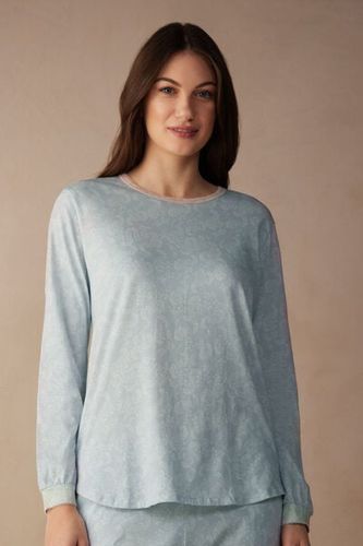 Romantic Cashmere Long Sleeve Cotton Top Woman Light Blue Size M - Intimissimi - Modalova