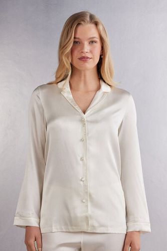 Menswear Cut Silk Jacket Woman Ivory Size XL - Intimissimi - Modalova