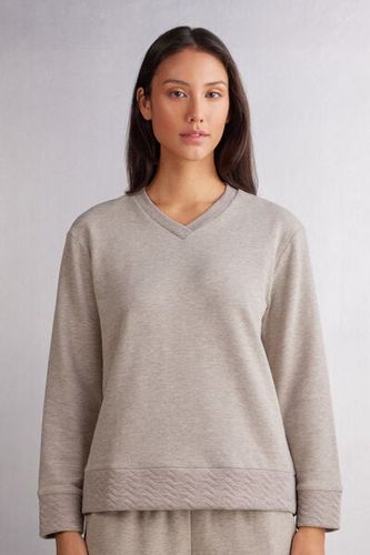 Soft Chevron Long Sleeve V-neck Top Woman Brown - Intimissimi - Modalova