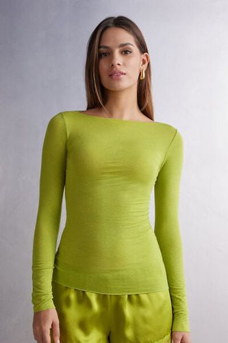 Boat Neck Modal Cashmere Ultralight Top Woman Green Size S - Intimissimi - Modalova