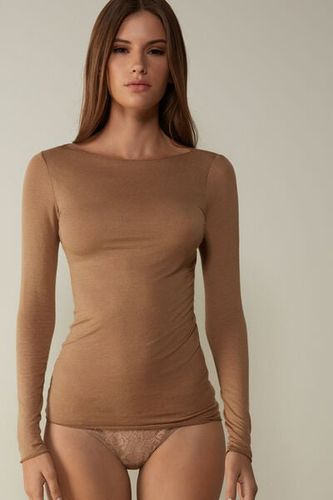 Boat Neck Modal Cashmere Ultralight Top Woman Brown Size S - Intimissimi - Modalova