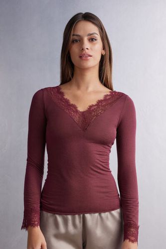 Modal Cashmere Ultralight Long Lace Shirt Woman Size S - Intimissimi - Modalova