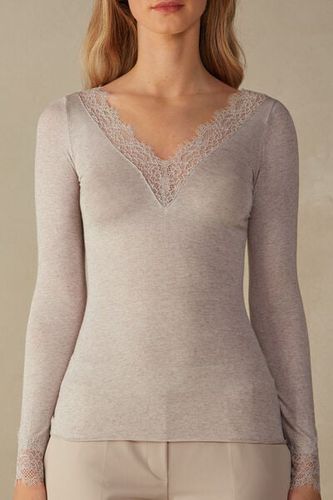 Modal Cashmere Ultralight Long Lace Shirt Woman Size M - Intimissimi - Modalova