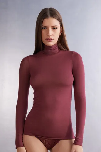 Modal Cashmere Ultralight High-Neck Top Woman Burgundy Size M - Intimissimi - Modalova