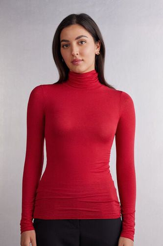 Modal Cashmere Ultralight High-Neck Top Woman Red Size S - Intimissimi - Modalova