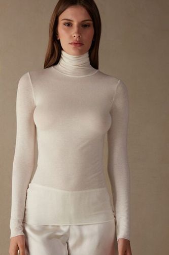 Modal Cashmere Ultralight High-Neck Top Woman Ivory - Intimissimi - Modalova