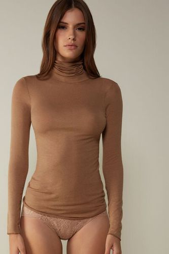 Modal Cashmere Ultralight High-Neck Top Woman Brown Size S - Intimissimi - Modalova