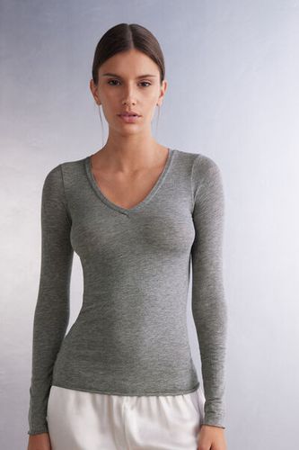 V-neck top in Modal Ultralight with Cashmere Woman Grey Size L - Intimissimi - Modalova