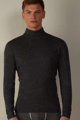 Long-sleeve High-Neck Merino-Wool Top Man Dark Grey Size L - Intimissimi - Modalova