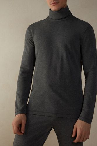 Long-sleeve High-Neck Modal-Cashmere Top Man Dark Grey Size XL - Intimissimi - Modalova